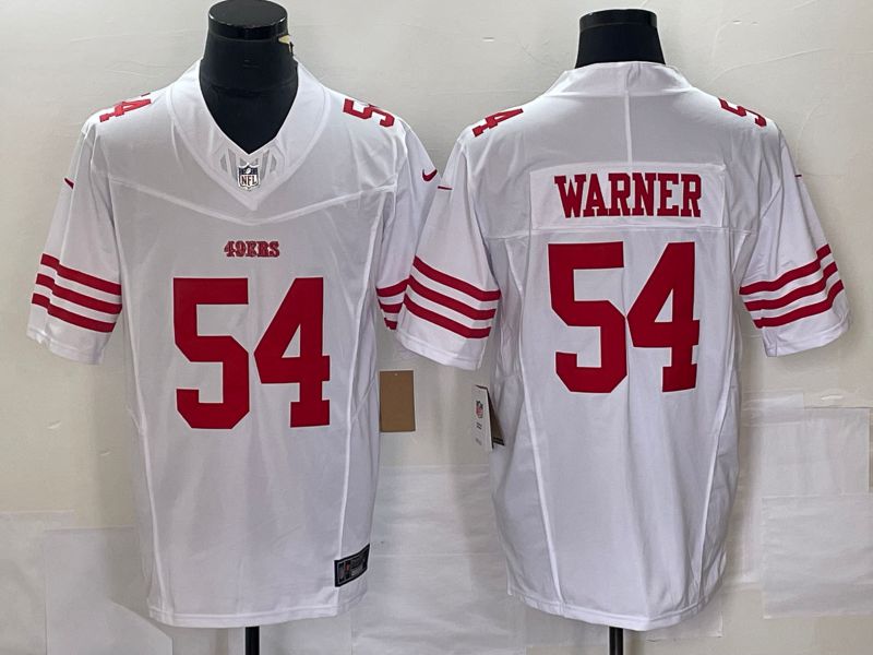 Men San Francisco 49ers 54 Warner White 2023 Nike Vapor Limited NFL Jersey style 2